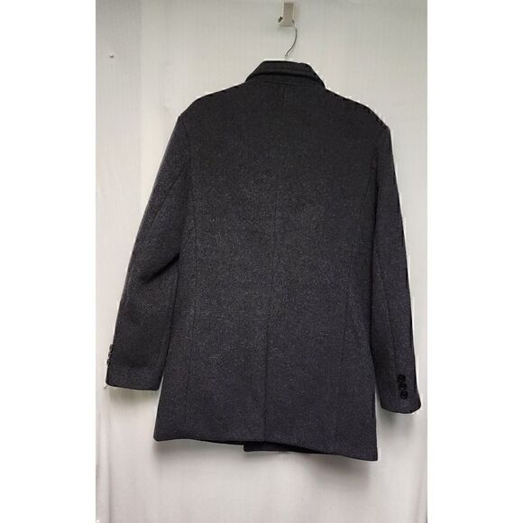 HXW.GJQ Men's Wool Blend Double Breasted Mid-Length Gray Pea Coat  Large - Picture 3 of 5